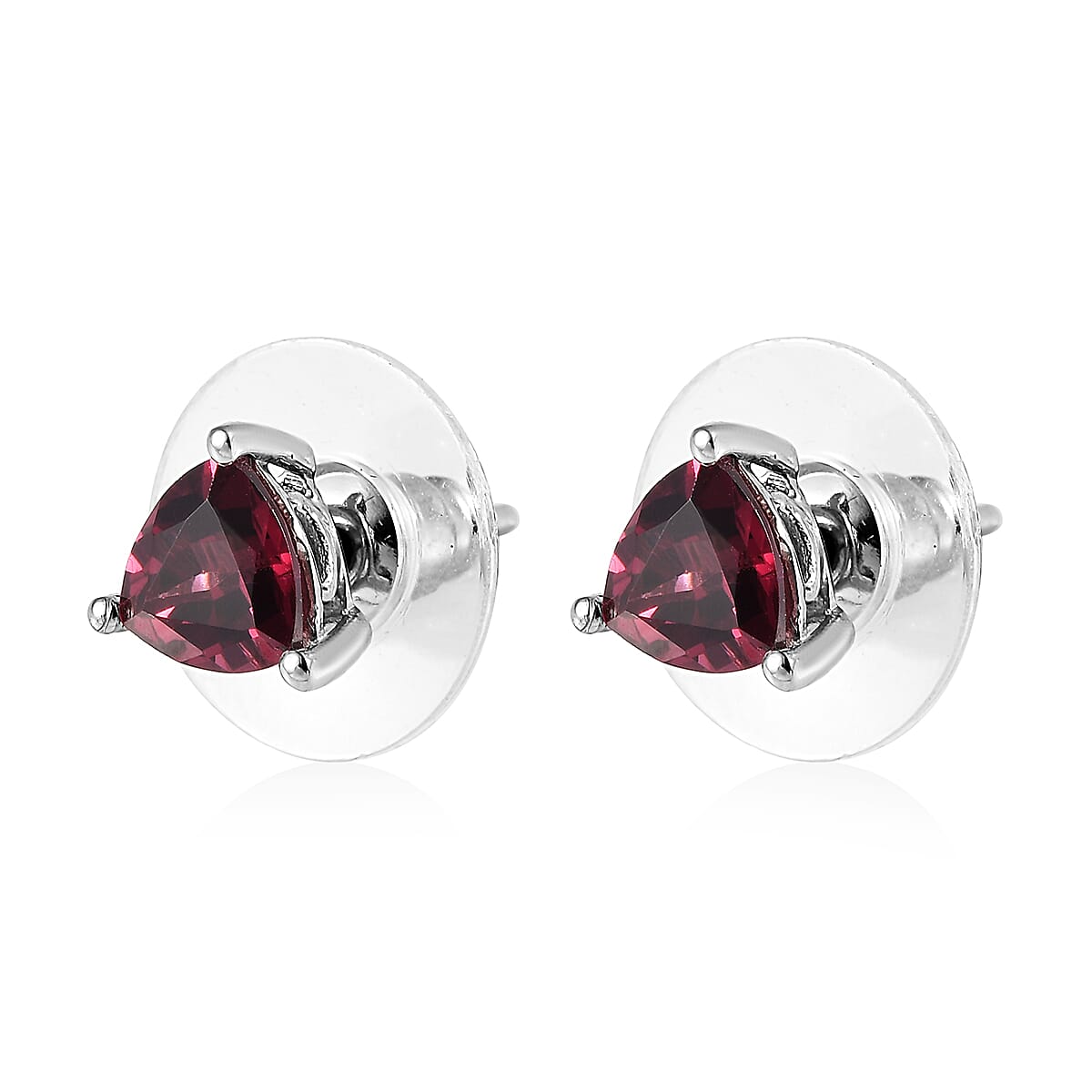 Tanzanian Wine Garnet Stud Earrings in Platinum Over Sterling Silver 1.90 ctw