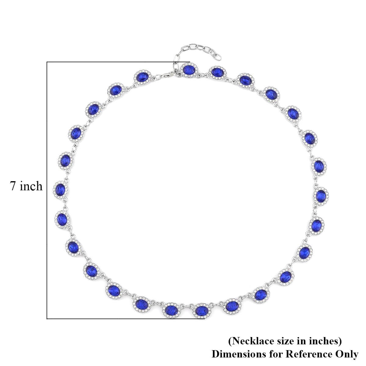 Simulated Blue Sapphire and White Austrian Crystal Necklace 20-22 Inches in Silvertone image number 3
