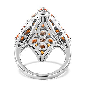 Fire Opal 3.39 ctw Ring in Platinum Over Sterling Silver (Size 11.5)