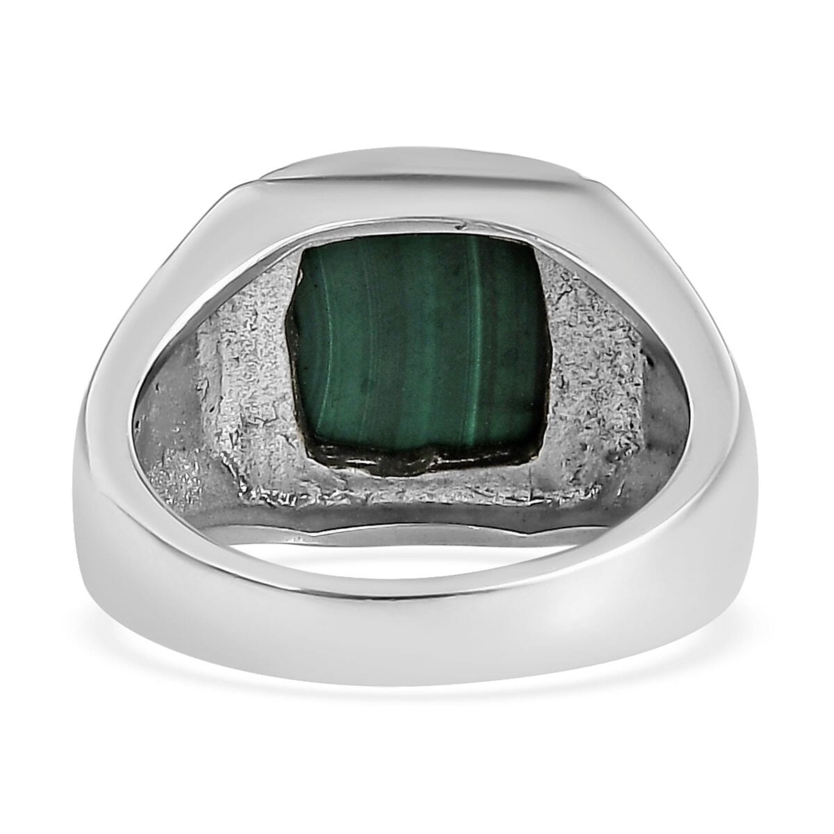 African Malachite Men's Ring in Stainless Steel (Size 10.0) 8.90 ctw image number 5