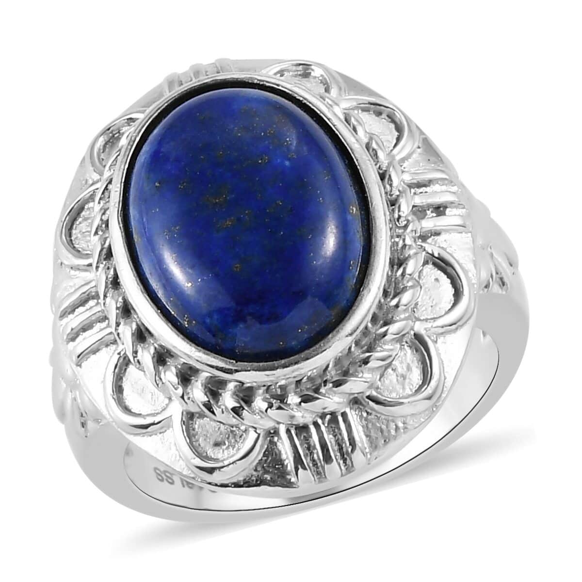 Lapis Lazuli Solitaire Ring in Stainless Steel (Size 6.0) 6.75 ctw image number 0