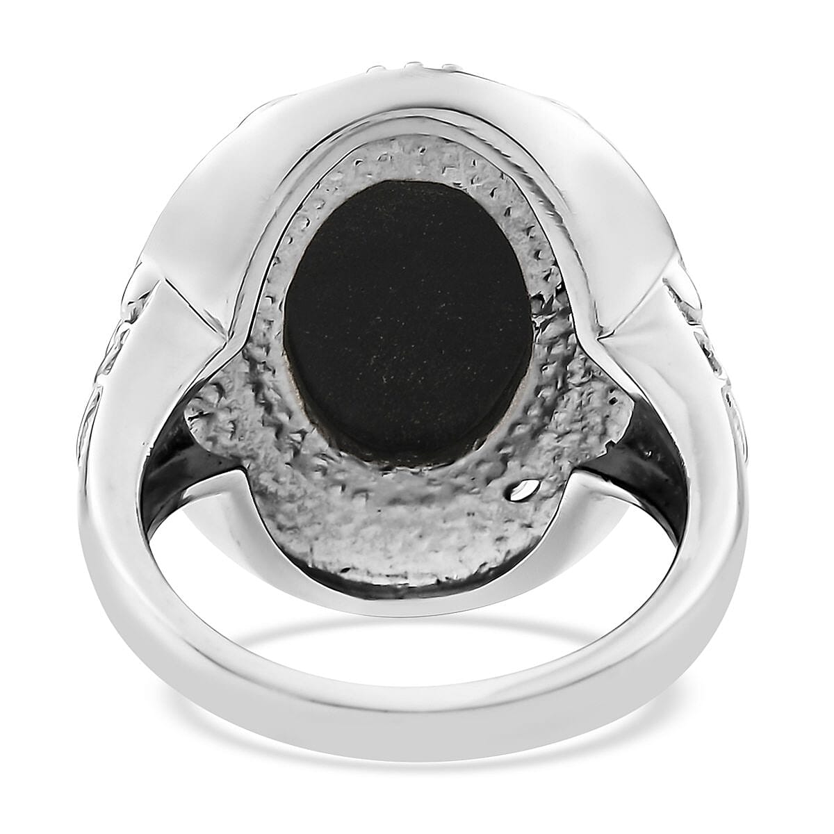 Black Onyx Solitaire Ring in Stainless Steel (Size 6) 5.15 ctw image number 6