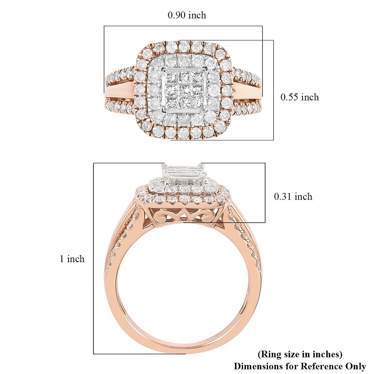 10K Rose Gold Diamond Ring (Size 7.0) 4.10 Grams 1.00 ctw image number 5