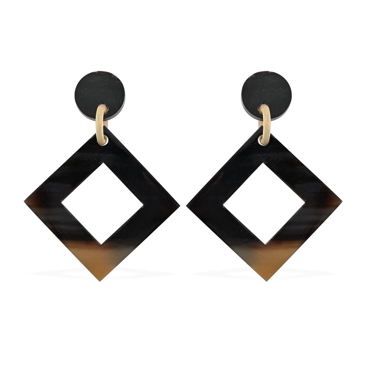 Black Ox Bone Earrings in Goldtone image number 0