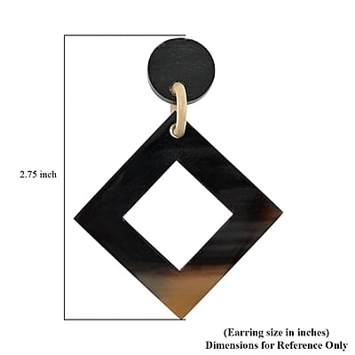 Black Ox Bone Earrings in Goldtone