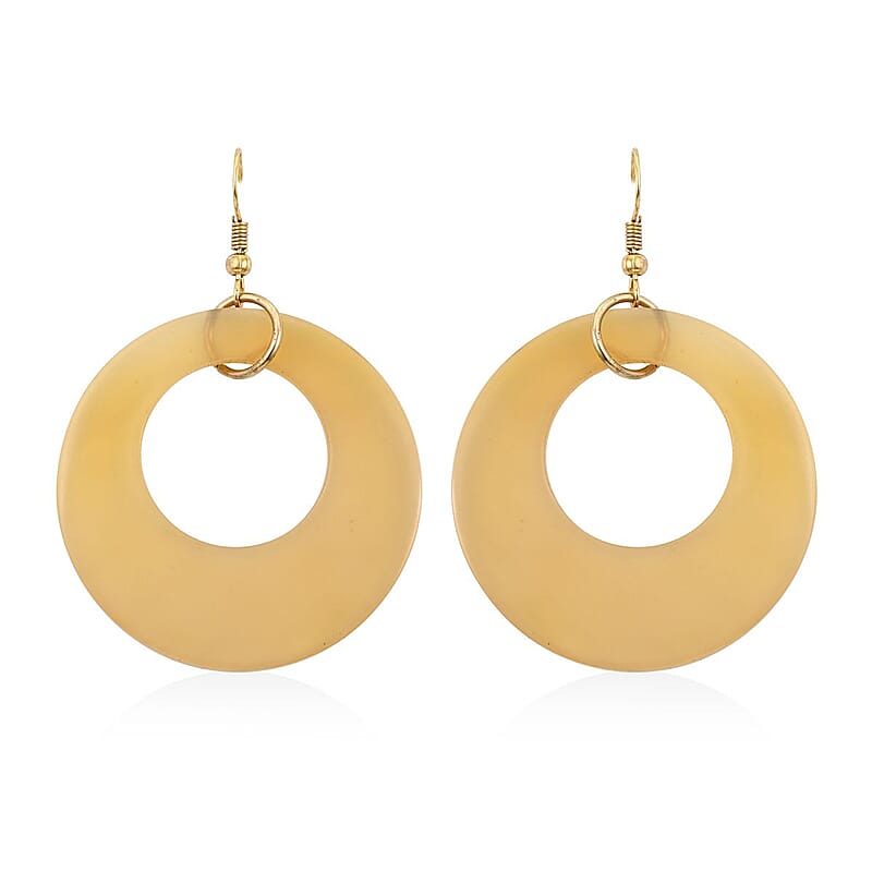 Ox Bone Earrings in Goldtone