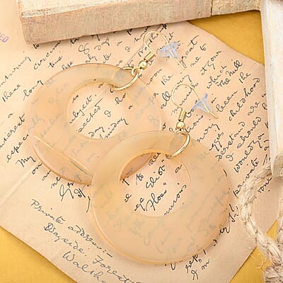 Ox Bone Earrings in Goldtone