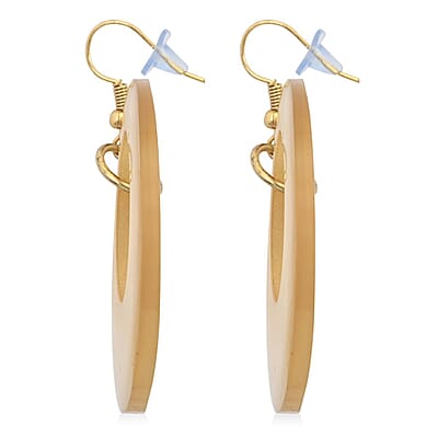 Ox Bone Earrings in Goldtone