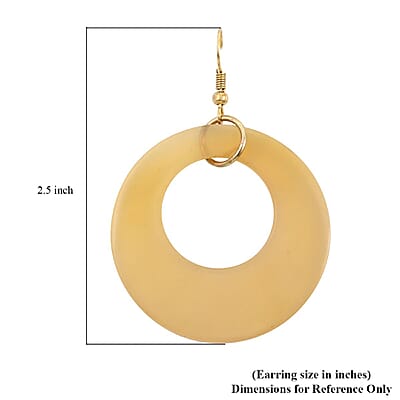 Ox Bone Earrings in Goldtone