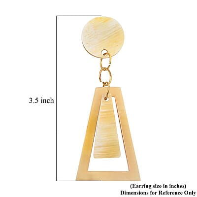 Ox Bone Dangle Earrings in Goldtone