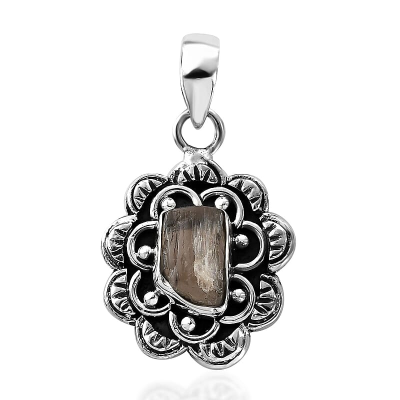 Artisan Crafted Rough Cut Turkizite Pendant in Sterling Silver 2.50 ctw