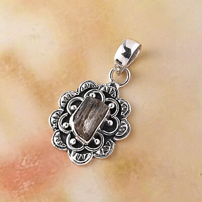 Artisan Crafted Rough Cut Turkizite Pendant in Sterling Silver 2.50 ctw