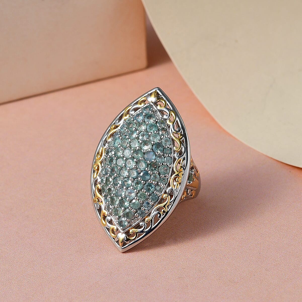 Narsipatnam Alexandrite Elongated Ring in Vermeil Yellow Gold and Platinum Over Sterling Silver 3.40 ctw image number 1