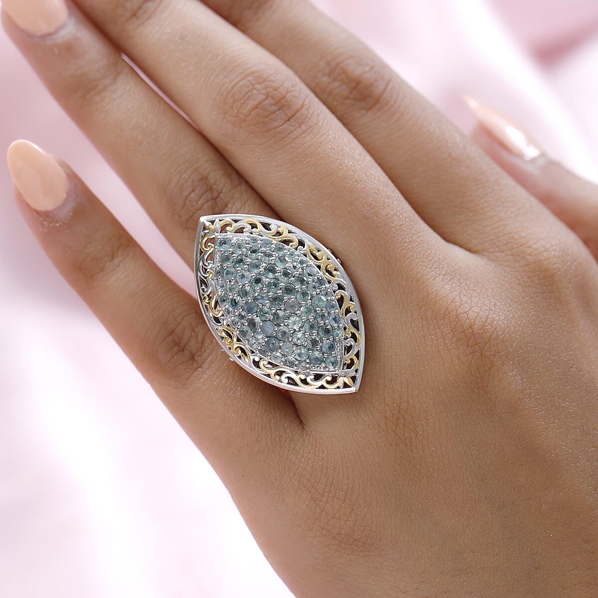 Narsipatnam Alexandrite Elongated Ring in Vermeil Yellow Gold and Platinum Over Sterling Silver 3.40 ctw image number 2