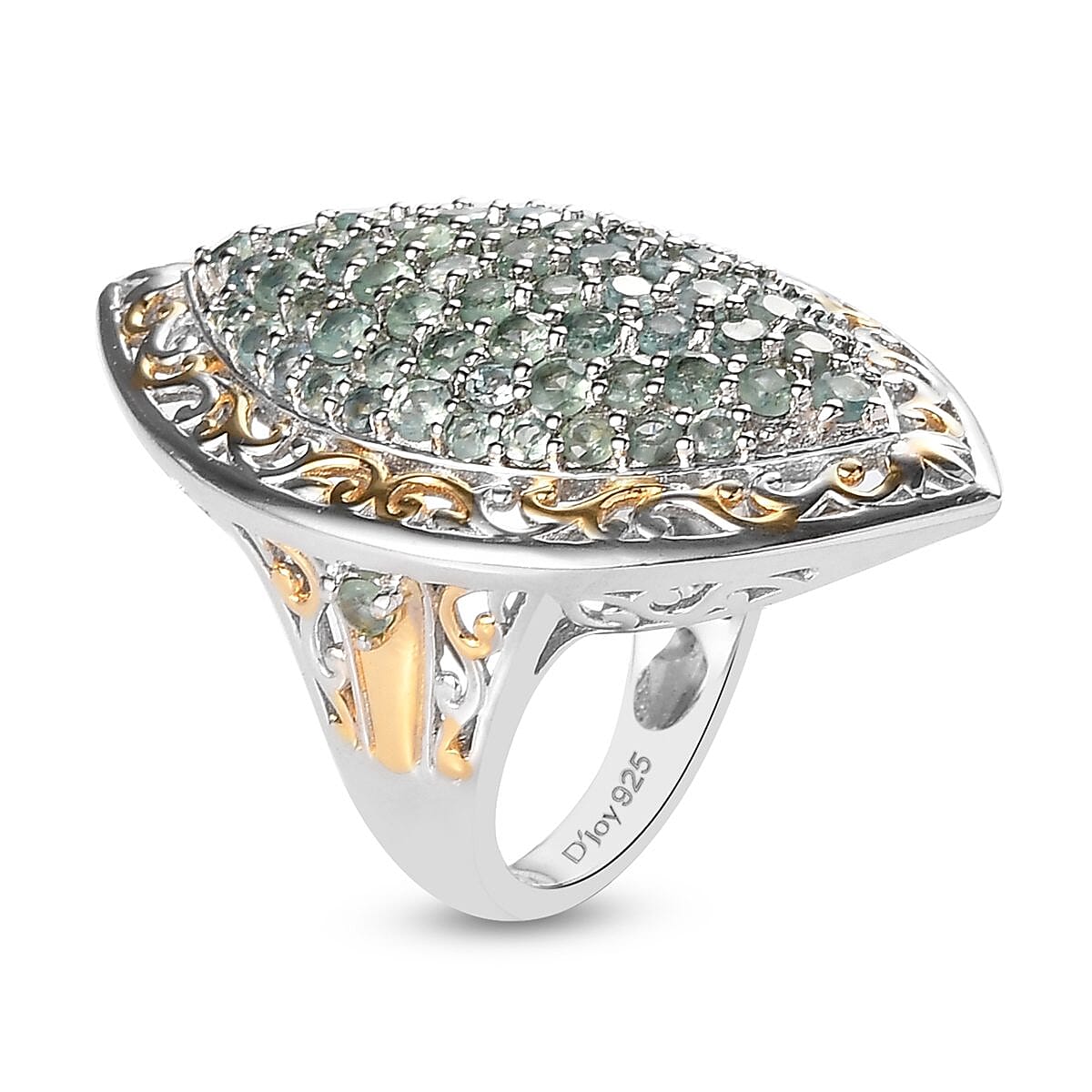 Narsipatnam Alexandrite Elongated Ring in Vermeil Yellow Gold and Platinum Over Sterling Silver 3.40 ctw image number 3