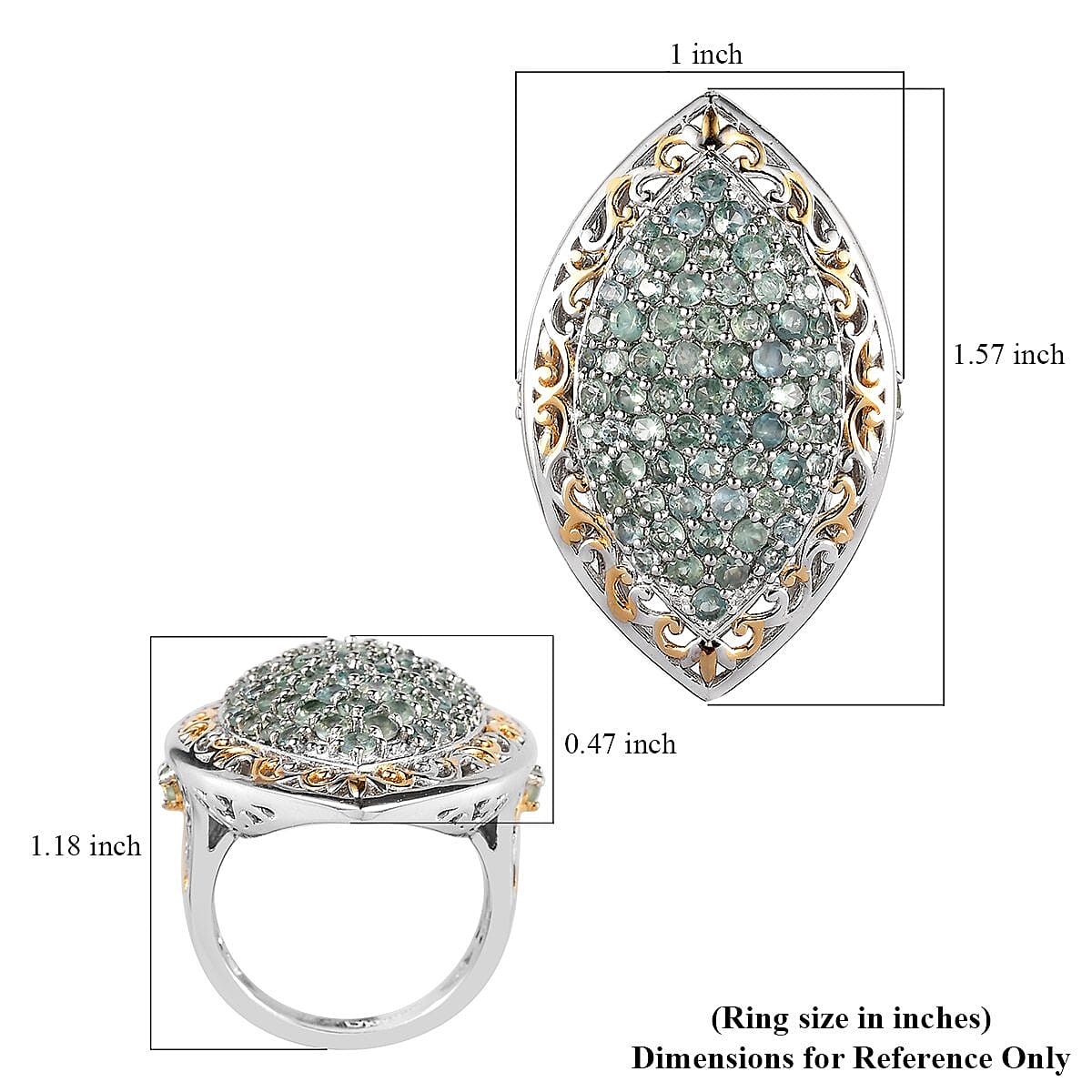 Narsipatnam Alexandrite Elongated Ring in Vermeil Yellow Gold and Platinum Over Sterling Silver 3.40 ctw image number 5