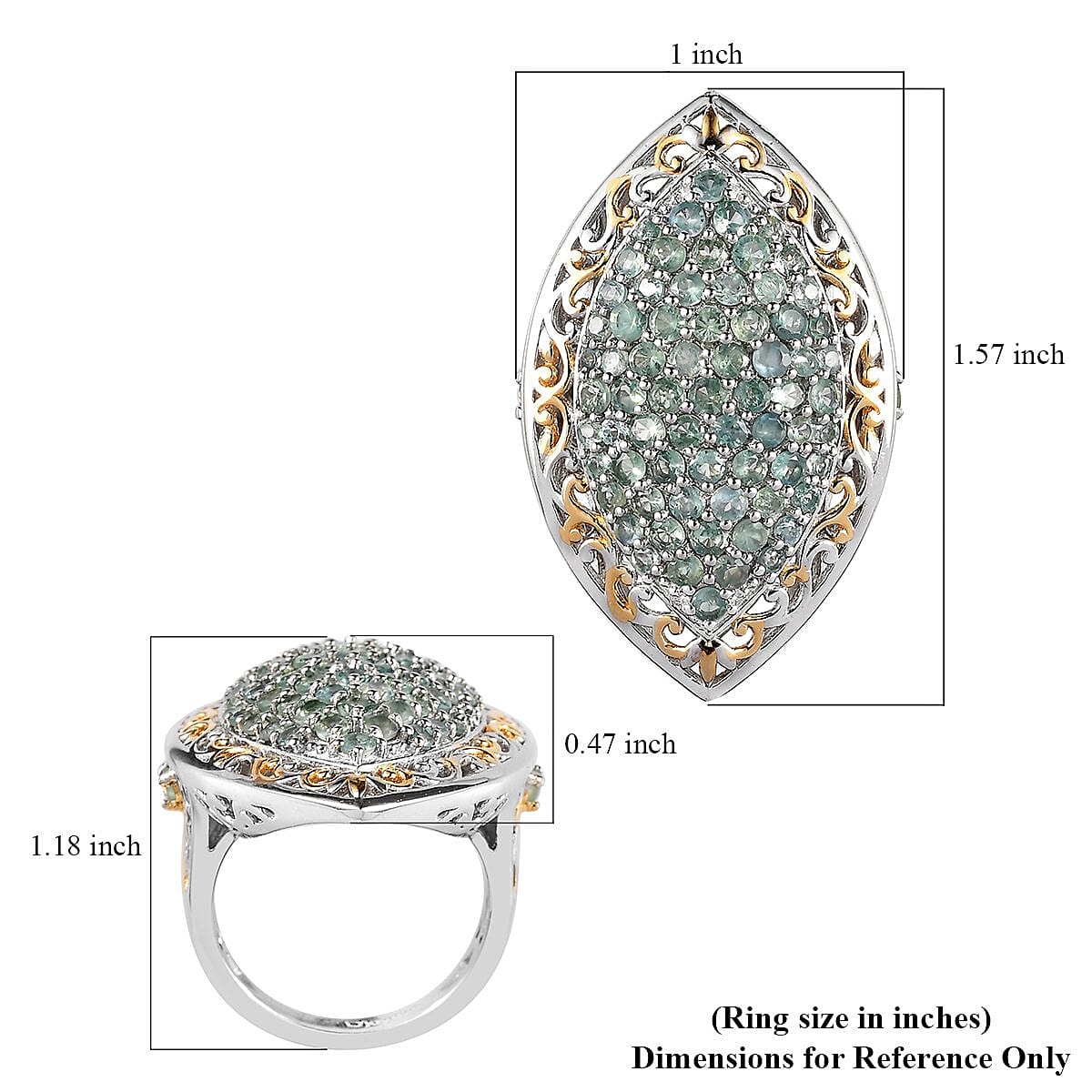 Narsipatnam Alexandrite Elongated Ring in Vermeil Yellow Gold and Platinum Over Sterling Silver (Size 8.0) 3.40 ctw image number 5