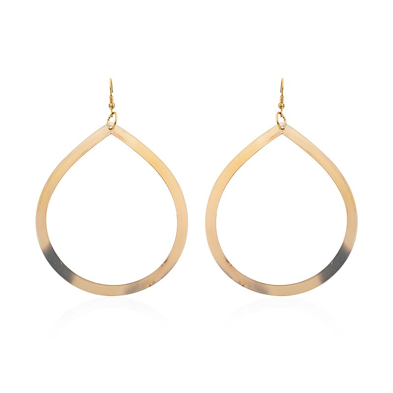 Ox Bone Pear Shape Earrings in Goldtone