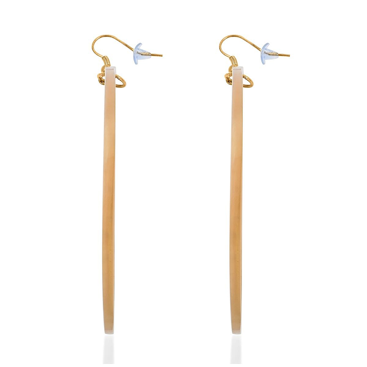 Ox Bone Pear Shape Earrings in Goldtone image number 3