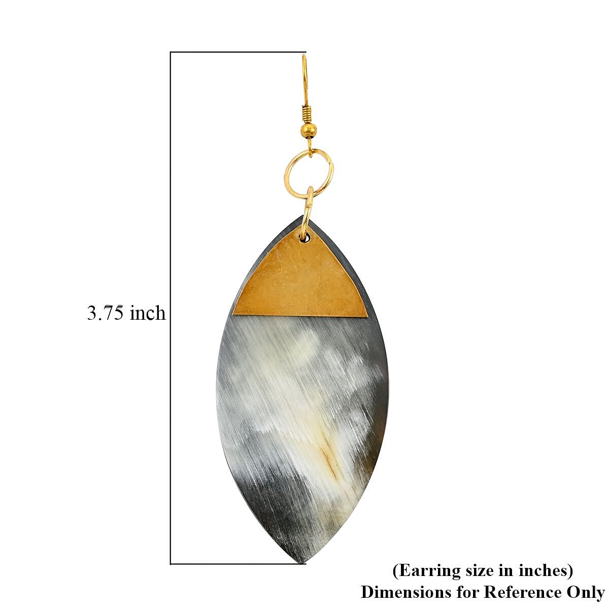 Ox Bone Marquise Shape Earrings in Goldtone