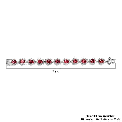 Lab Created Padparadscha Sapphire and White Zircon Bracelet in Platinum Over Sterling Silver (7.25 In) 26.40 ctw