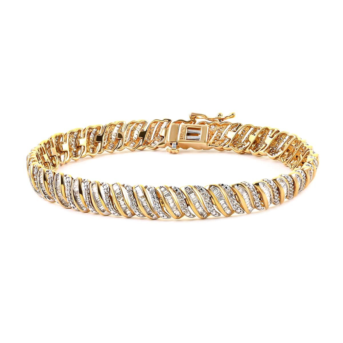 NY Closeout 10K Yellow and White Gold K I2 Diamond Bracelet (7.00 In) 12.80 Grams 2.00 ctw image number 0
