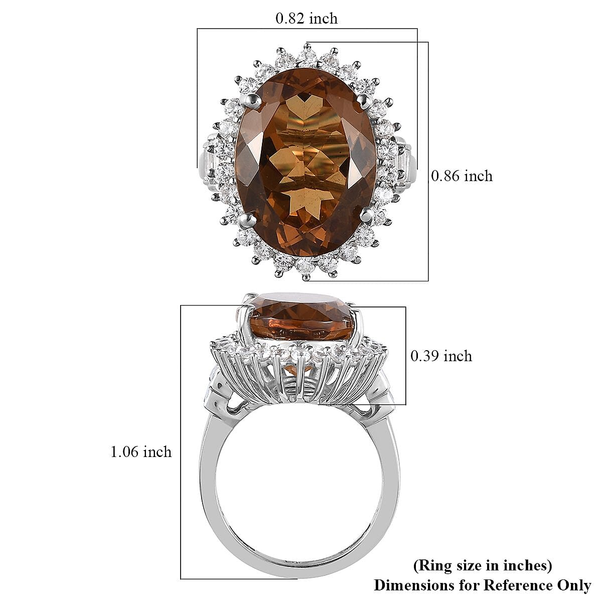 Autumn Alexite and Natural White Zircon Halo Ring in Platinum Over Sterling Silver (Size 10.0) 10.50 ctw image number 5
