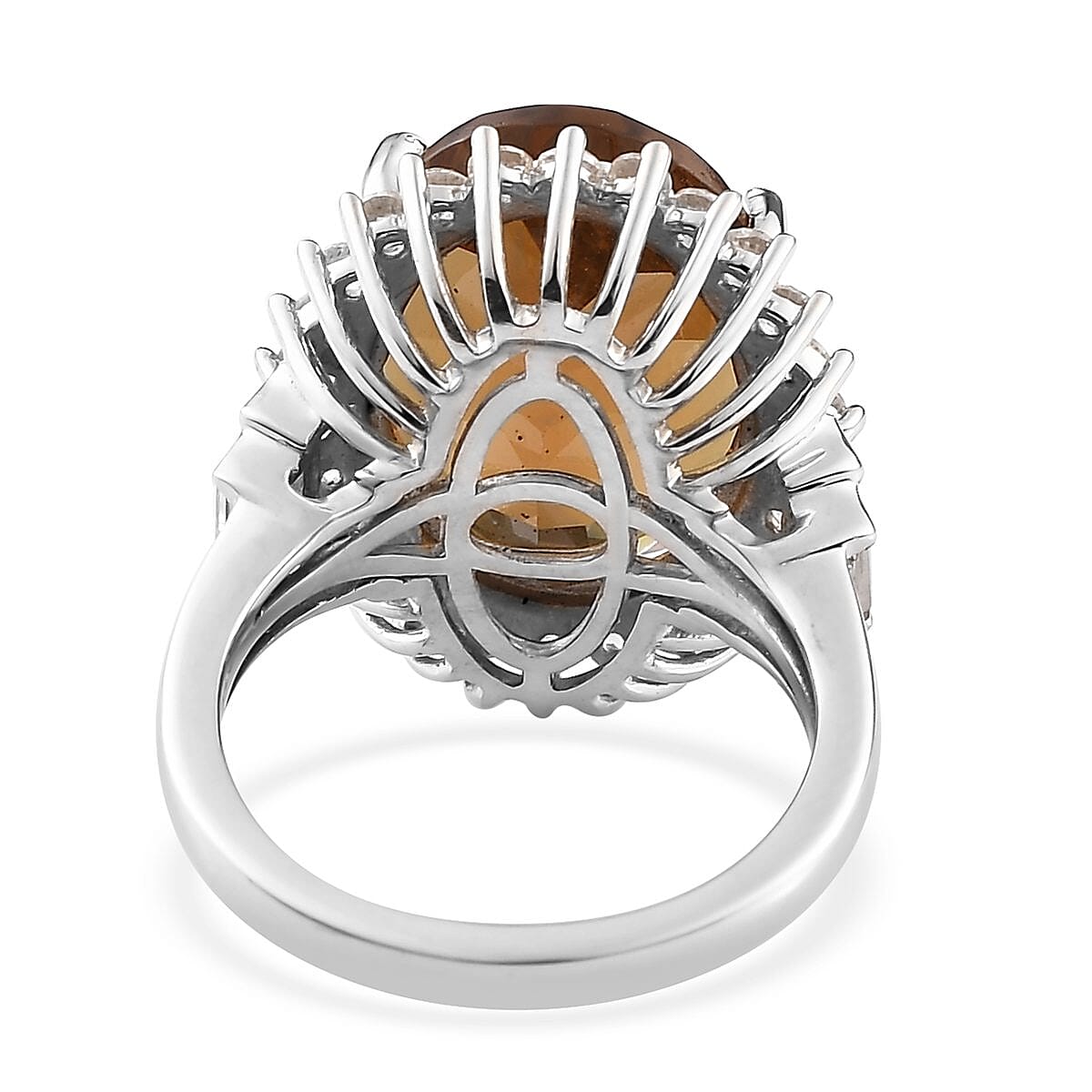 Autumn Alexite and Natural White Zircon Halo Ring in Platinum Over Sterling Silver 10.50 ctw image number 4