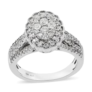 NY Closeout Diamond I I2 1.00 ctw Cluster Ring with Infinity Shank in 10K White Gold (Size 7.0) 6.70 Grams