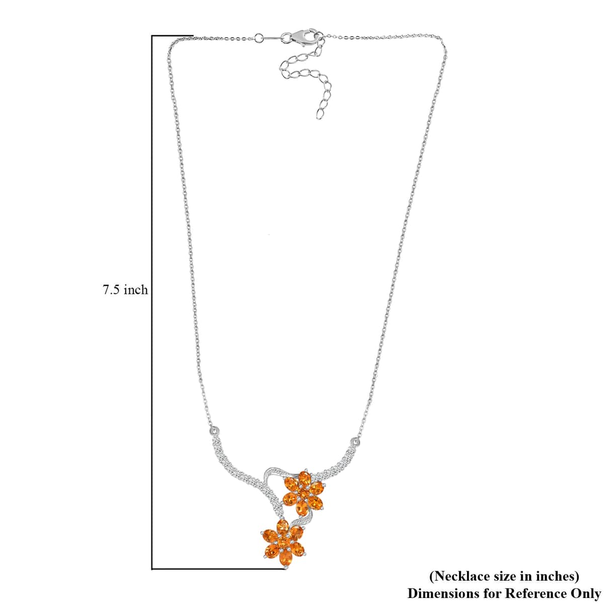 Premium Viceroy Spessartine Garnet and White Zircon Floral Necklace 18 Inches in Platinum Over Sterling Silver 7.85 ctw image number 5