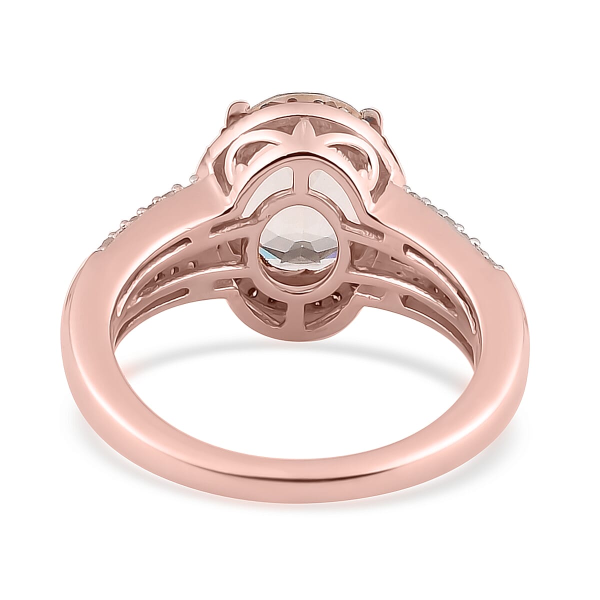Premium Marropino Morganite and Natural Champagne and White Diamond Ring in Vermeil Rose Gold Over Sterling Silver (Size 10.0) 2.50 ctw image number 4