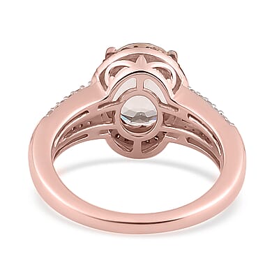 Premium Marropino Morganite and Natural Champagne and White Diamond Ring in Vermeil Rose Gold Over Sterling Silver (Size 10.0) 2.50 ctw