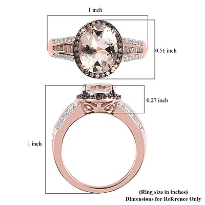 Premium Marropino Morganite and Natural Champagne and White Diamond Ring in Vermeil Rose Gold Over Sterling Silver (Size 10.0) 2.50 ctw