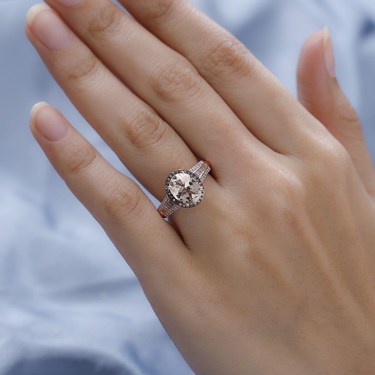Premium Marropino Morganite and Natural Champagne and White Diamond Ring in Vermeil Rose Gold Over Sterling Silver (Size 8.0) 2.50 ctw image number 2