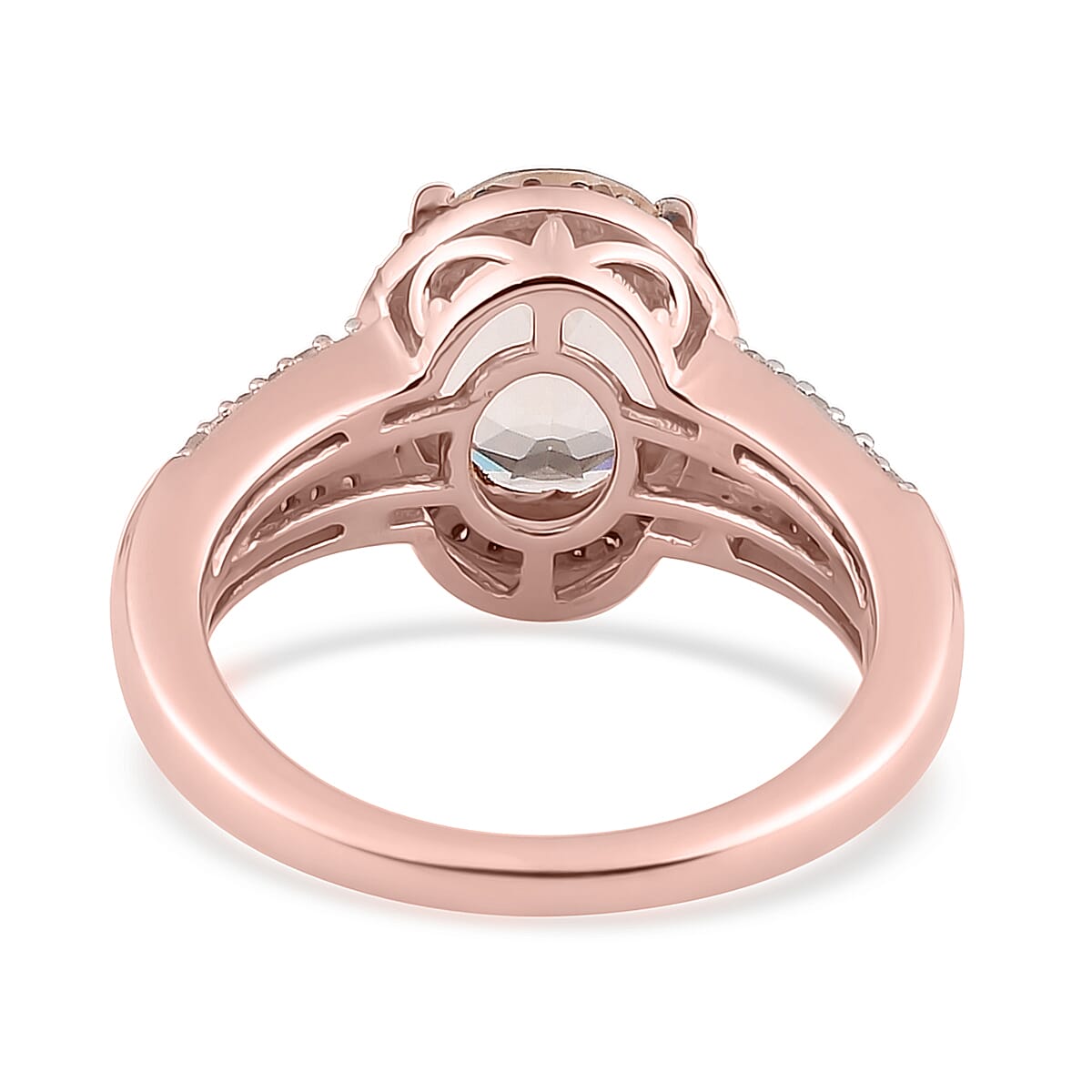 Premium Marropino Morganite and Natural Champagne and White Diamond Ring in Vermeil Rose Gold Over Sterling Silver (Size 8.0) 2.50 ctw image number 4