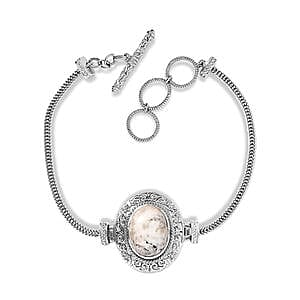 White Buffalo 8.87 ctw Bracelet in Platinum Over Sterling Silver (7.50 In)