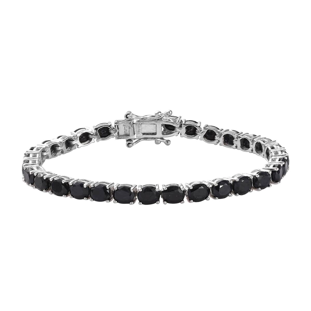 Australian Midnight Sapphire Tennis Bracelet in Platinum Over Sterling Silver (6.50 In) 7.75 Grams 16.00 ctw image number 0
