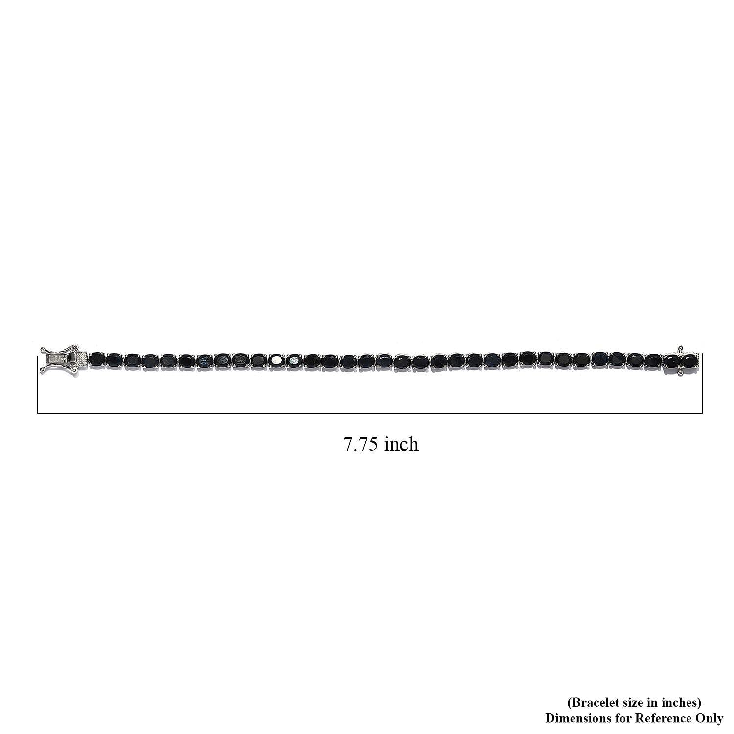 Australian Midnight Sapphire Tennis Bracelet in Platinum Over Sterling Silver (7.25 In) 18.15 ctw