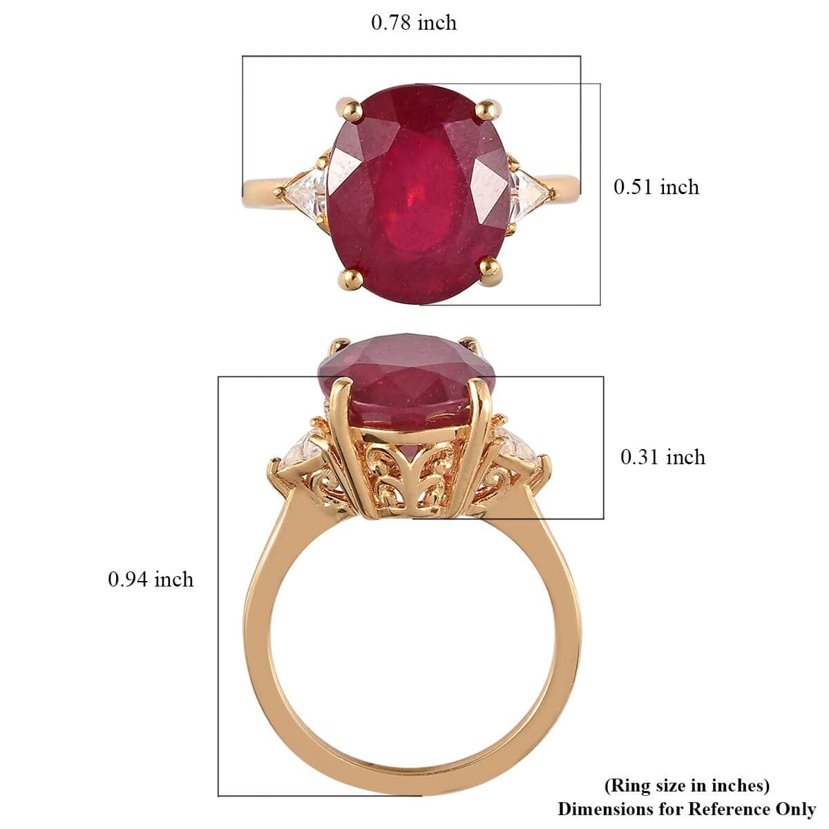 Niassa Ruby (FF) and Moissanite Ring in Vermeil Yellow Gold Over Sterling Silver (Size 10.0) 7.00 ctw image number 5