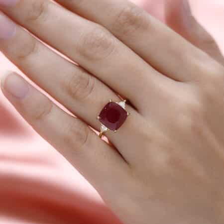Niassa Ruby (FF) and Moissanite Ring in Vermeil Yellow Gold Over Sterling Silver (Size 10.0) 7.10 ctw image number 2