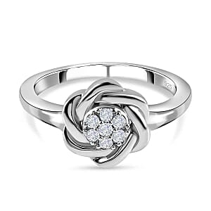 White Diamond 0.10 ctw Fancy Ring in Platinum Over Sterling Silver (Size 11.5)