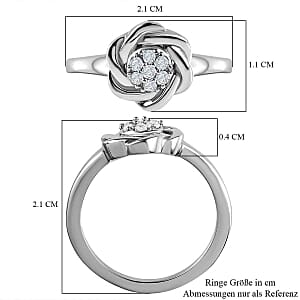 White Diamond 0.10 ctw Fancy Ring in Platinum Over Sterling Silver (Size 11.5)