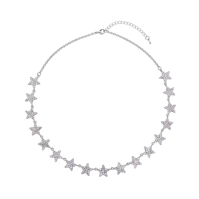Austrian Crystal Star Necklace 20-22 Inches in Silvertone