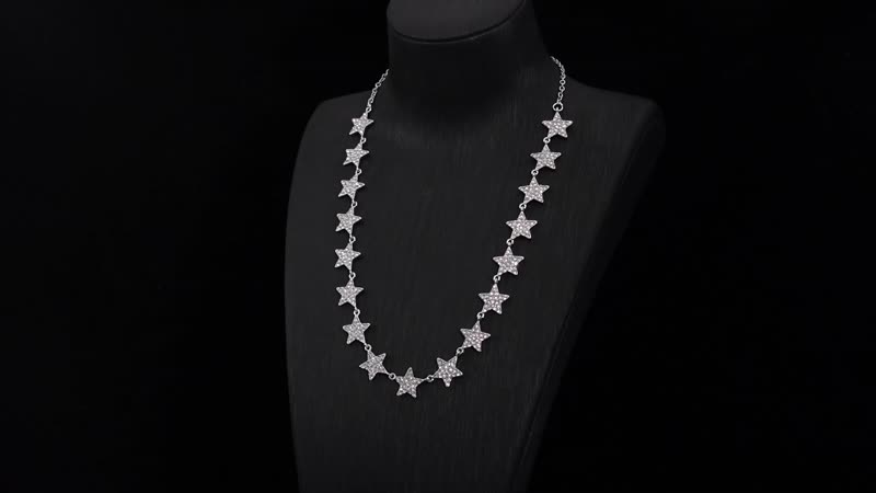 Austrian Crystal Star Necklace 20-22 Inches in Silvertone