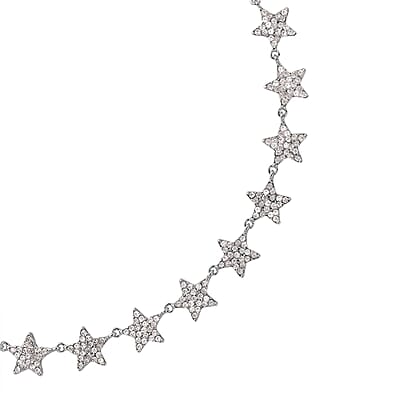 Austrian Crystal Star Necklace 20-22 Inches in Silvertone