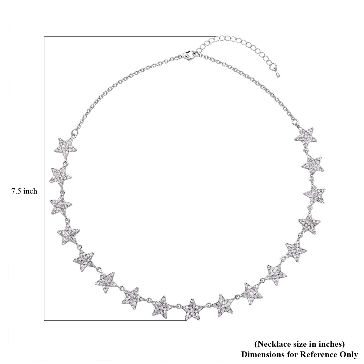 Austrian Crystal Star Necklace 20-22 Inches in Silvertone image number 4