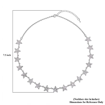 Austrian Crystal Star Necklace 20-22 Inches in Silvertone