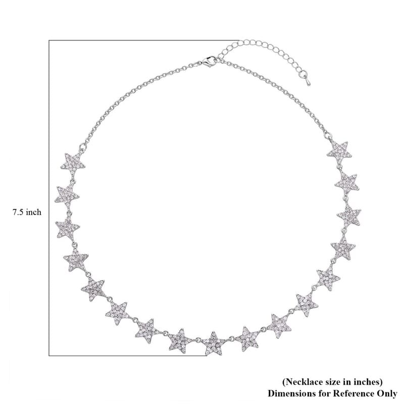 Austrian Crystal Star Necklace 20-22 Inches in Silvertone