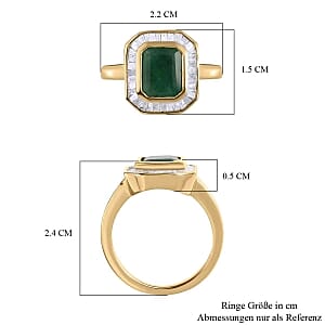 Socoto Emerald and Diamond 2.65 ctw Ring in Vermeil YG Over Sterling Silver (Size 10)