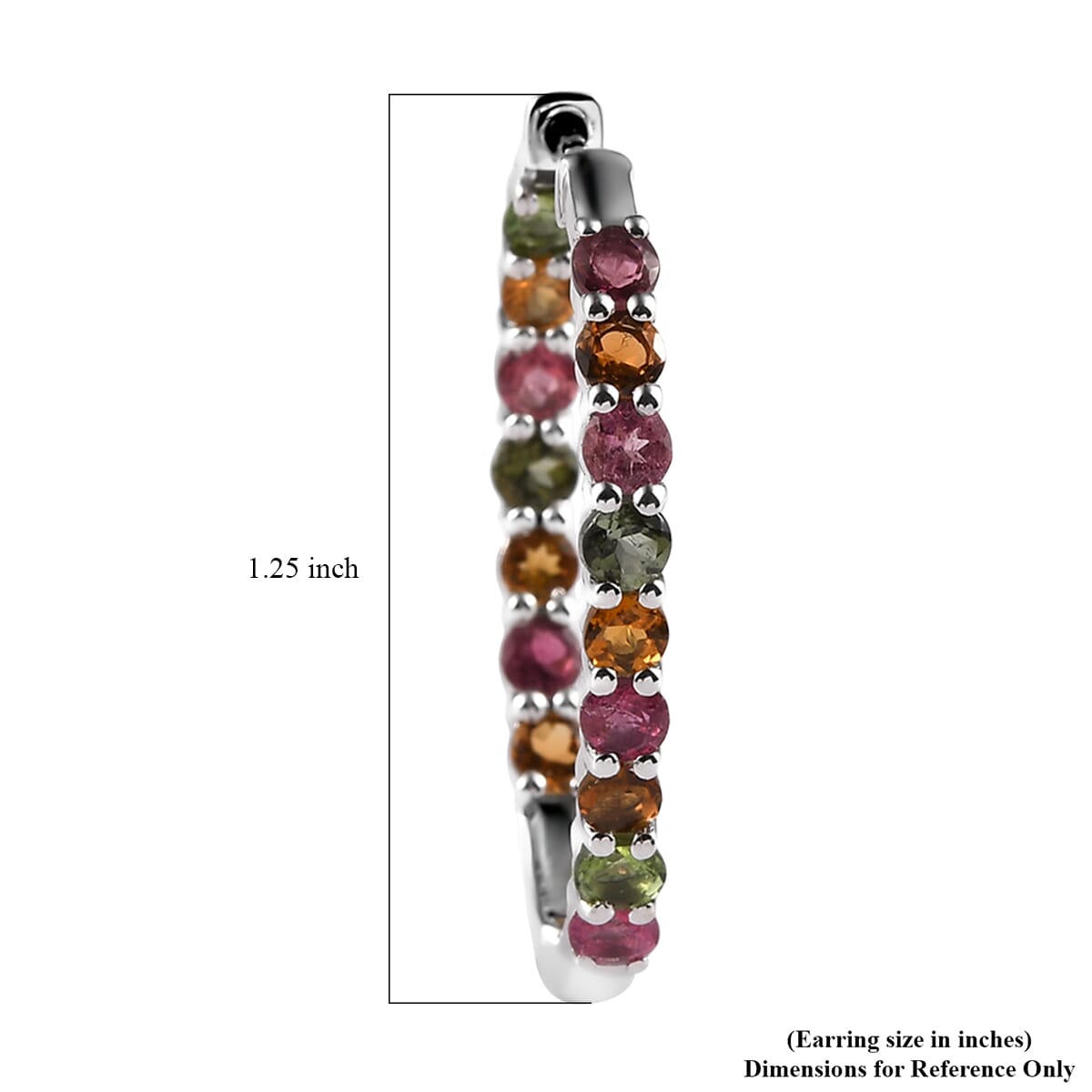 Multi-Tourmaline Inside Out Hoop Earrings in Platinum Over Sterling Silver 3.65 ctw image number 4